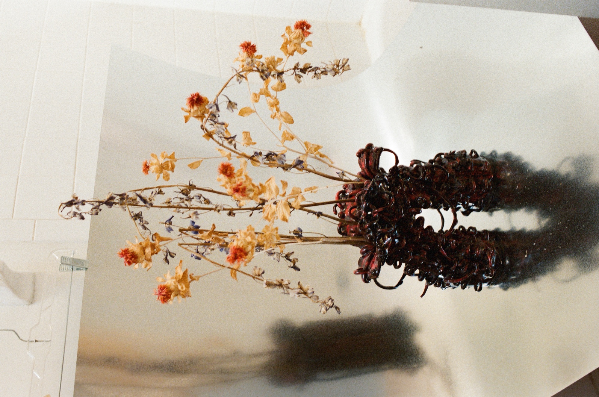 Ceramic vase with dried flowers